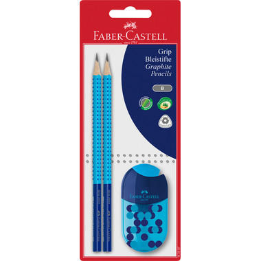 FABER-CASTELL Crayon, Taille-crayon B 183587 Grip 2001 set, 3 couleurs