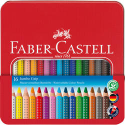 FABER-CASTELL Crayon de couleur Jumbo Grip 110916 16 couleurs étui en métal