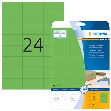 HERMA Universal-Etiketten 70x37mm 4469 grün 480 St./20 Blatt