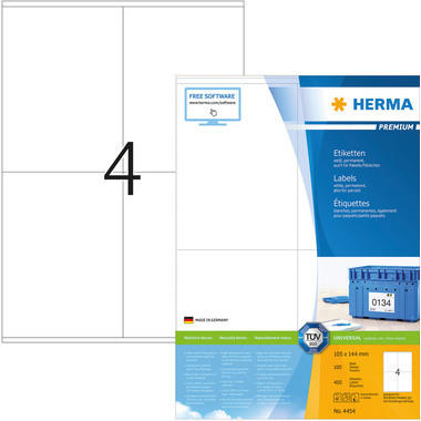 HERMA Universal-Etiketten 105x144mm 4454 weiss 400 St./100 Blatt