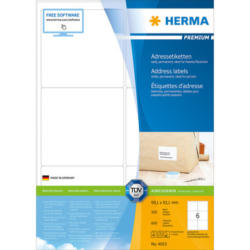 HERMA Etichette p.indirizzo 99x93mm 4653 bianco, permanente 100 pezzi
