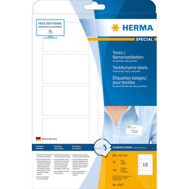 HERMA Etichette p.badges 80x50mm 4587 bianco 100 pz./10 fogli