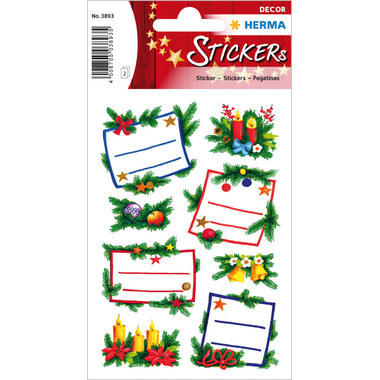 HERMA Sticker Weihnachten 3893 bunt 16 Stück/2 Blatt