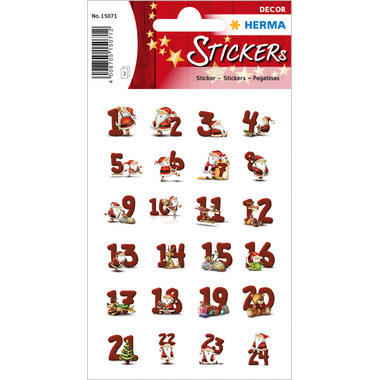 HERMA Sticker Avvento 15071 rosso 72 pezzi/3 fogli