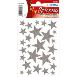 HERMA Sticker Sterne 15128 silber 27 Stück /1 Blatt