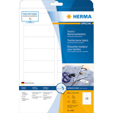 HERMA Etiquettes badges 88,9x33,8mm 4588 blanc 160 pcs./10 flls.