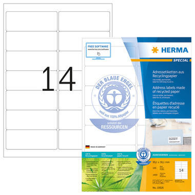HERMA Etichette indir. 99,1x38,1mm 10826 recycling 1400 pezzi