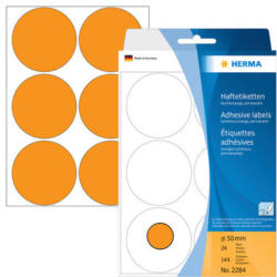 HERMA Etiquettes ronde 50mm 2284 orange 144 pcs.