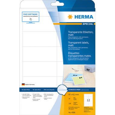 HERMA Etichette foglia 97x42,3mm 4586 bianco,PP mat 120 pz./10 fogli