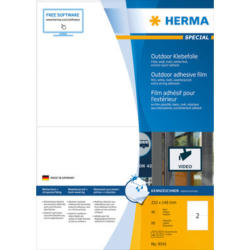 HERMA Etiquettes film 210x148mm 9541 blanc,PP mat 80 pcs./40 flls.