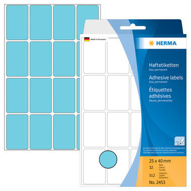HERMA Etichette 25x40mm 2453 blu 512 pezzi