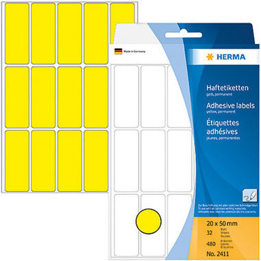 HERMA Etiketten 20x50mm 2411 gelb 480 Stück