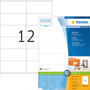 HERMA Etiquettes Premium 105x48mm 4635 blanc 2400 pcs.