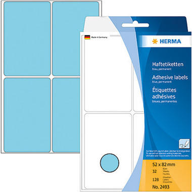 HERMA Etichette 52x82mm 2493 blu 128 pezzi