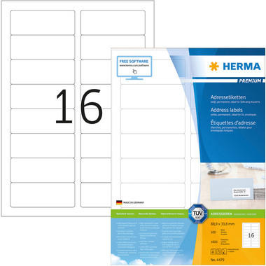 HERMA Etichette Premium 88,9x33,8mm 4479 bianco 1600 pezzi