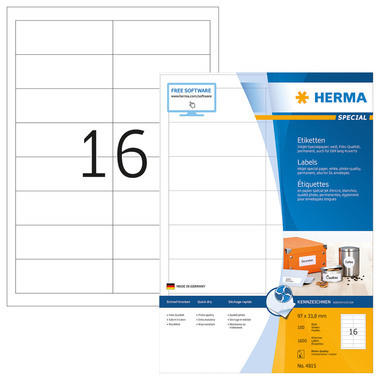 HERMA Etichette Special 97x33,8mm 4815 bianco 1600 pezzi