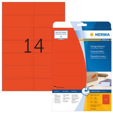 HERMA Etichette Special 105x42,3mm 5059 rosso 280 pezzi