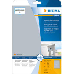 HERMA Typenschild-Etik. 210x297mm 4593 silber,PP matt 10 Stk./10 Bl.