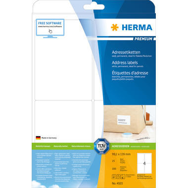 HERMA Etiketten Premium 99.1x139mm 4503 weiss, permanent 100 Stück