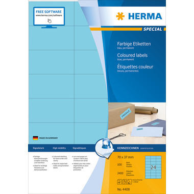 HERMA Etichette SPECIAL 70x37mm 4408 blu,perm. 2400 pz./100 fogli
