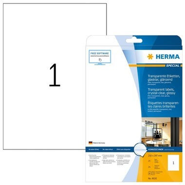 HERMA Etiketten 210x297mm 8020 transparent, 25 Blatt