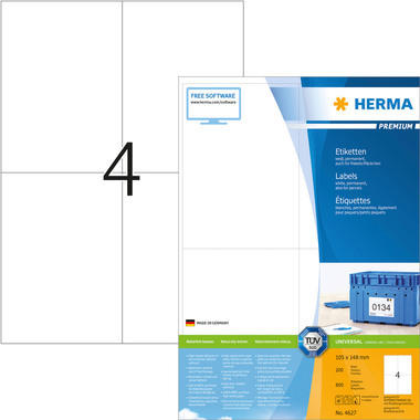 HERMA Universal-Etiketten 105x148mm 4627 weiss 800 St./200 Blatt