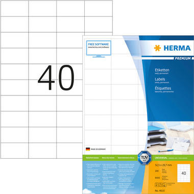 HERMA Etiketten Premium 52,5x29,7mm 4610 weiss 8000 Stück
