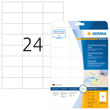 HERMA Etichette foglia 70x37mm 4685 trasparente 600 pz./25 fl.