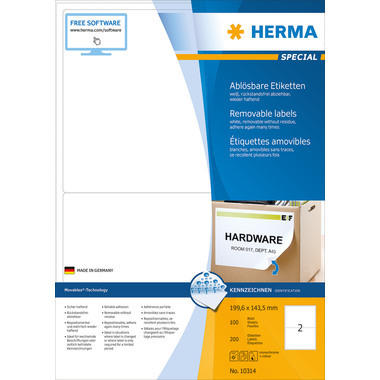 HERMA EtichetteSPECIAL 199.6x143.5mm 10314 bianco,non-perm. 200 pz./100f