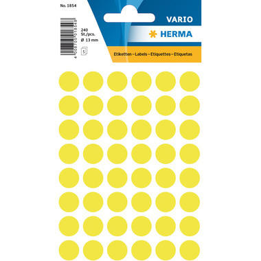 HERMA Etiquettes ronde 13mm 1854 jaune 240 pcs.