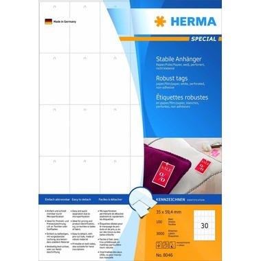 HERMA Etiquettes 35x59,4mm 8046 blanc 3000 pcs.