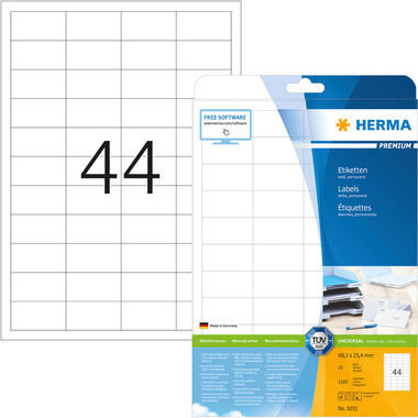 HERMA Etiquettes Premium 48,3x25,4mm 5051 blanc 1100 pcs.