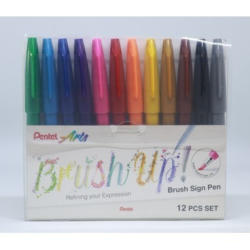 PENTEL Brush Sign Pen SES15C-12ST1 12 couleurs, étui