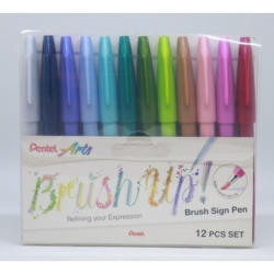 PENTEL Brush Sign Pen SES15C-12P1 12 Farben, Etui