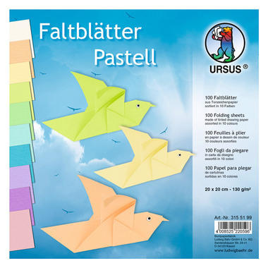 URSUS Faltblätter Origami 20x20cm 3155199 Pastell-Farben ass. 100 Blatt