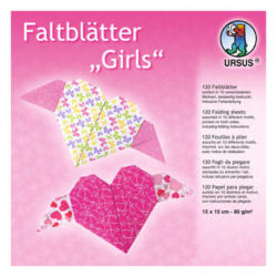 URSUS Faltblätter Origami 15x15cm 38015599F Designs Girls ass. 120 Blatt