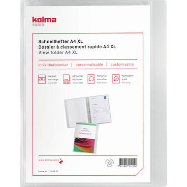 KOLMA Schnellhefter Vario A4 XL 11.009.00 transp.,KolmaFlex 40 Taschen