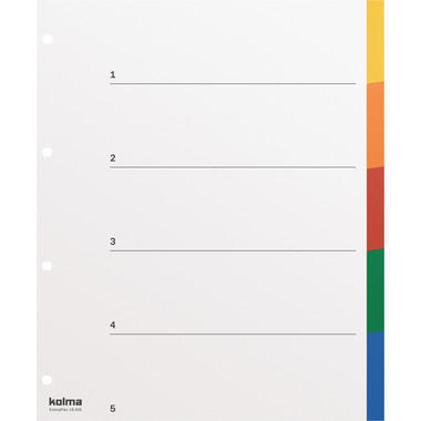 KOLMA Register KolmaFlex A4 XL 18.407.20 mehrfarbig, blanko 5-teilig