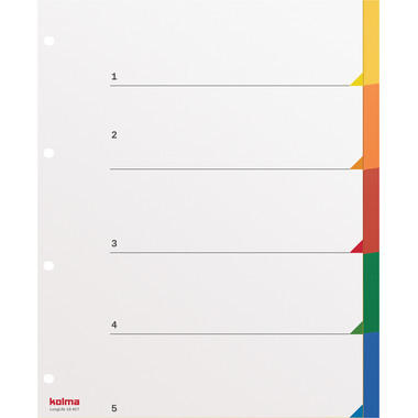 KOLMA Register LongLife A4 XL 19.407.20 mehrfarbig, blanko 5-teilig
