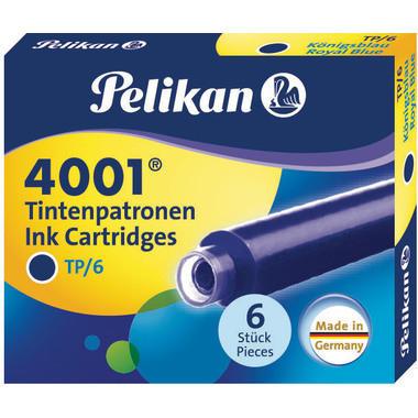 PELIKAN Recharges p. stylo encre TP/6 301176 bleu roi, effaçable 6 pièces