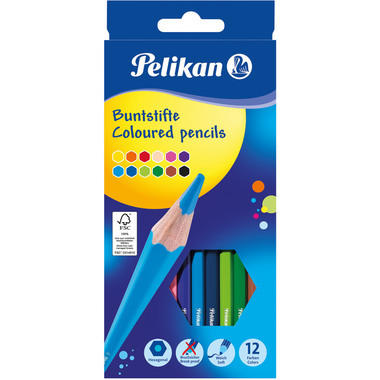 PELIKAN Crayons de couleur hexagonal 724005 12 couleurs