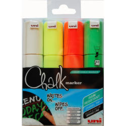UNI-BALL Chalk Marker 8mm PWE8M.4C.1 4 couleurs, étui