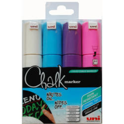 UNI-BALL Chalk Marker 8mm PWE8M.4C.2 4 couleurs, étui
