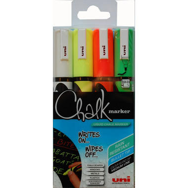 UNI-BALL Chalk Marker 1,8-2,5mm PWE5M.4C.1 4 Farben, Etui