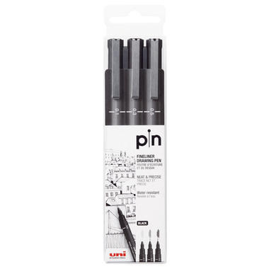 UNI-BALL Fineliner Pin 0.1-0.5mm PIN200(S) BLACK 3P schwarz