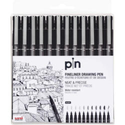 UNI-BALL Fineliner Pin PIN-200(S) Black 12P schwarz 12 Stück