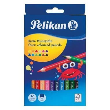 PELIKAN Crayons de couleur 4mm 724039 12 crayons ass. Triangul.