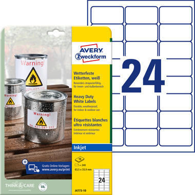 AVERY ZWECKFORM Etiketten 63,5x33,9mm J4773-10 240 Stück