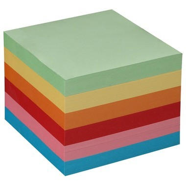 BÜROLINE Zettelbox Papier 90x90mm 376459 farbig ass., 80gr. 700 Blatt