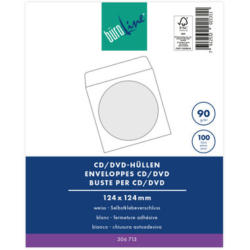 BÜROLINE CD-Buste finestra 124x124mm 107955 bianco, 90g 100 pezzi